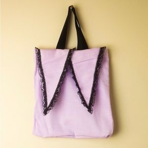 Vintage Handmade 1970s Collared Purple Halloween Tote Bag